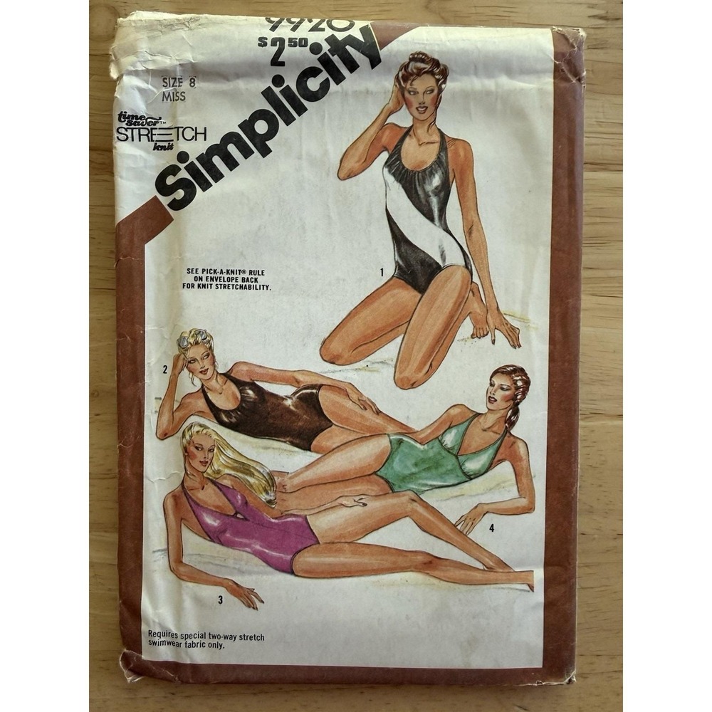 Simplicity Time Saver Stretch-Knit Pattern 9920 Misses' Swimsuits Size 8 UC FF